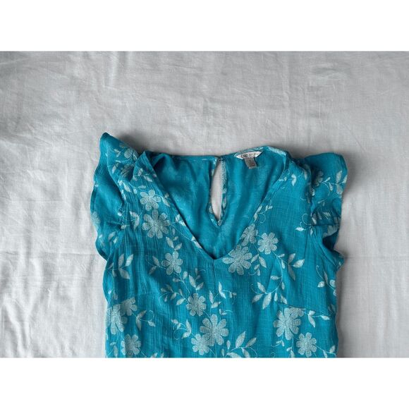 Cute Sky Blue, White Flower Midi Cato Summer Dress, Fairy-like, Flowy, Size Smal - Picture 8 of 10